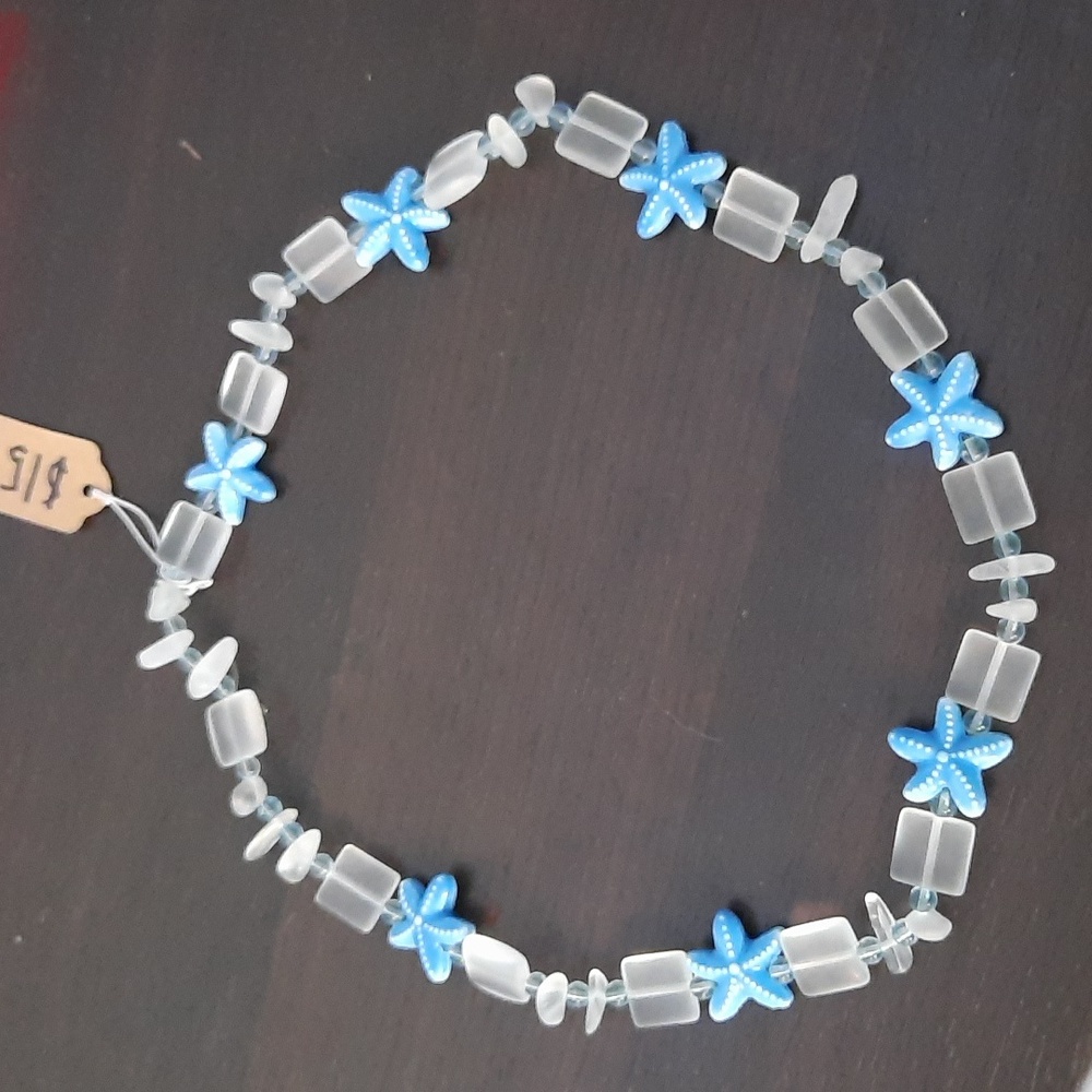 Starfish and sea glass necklace